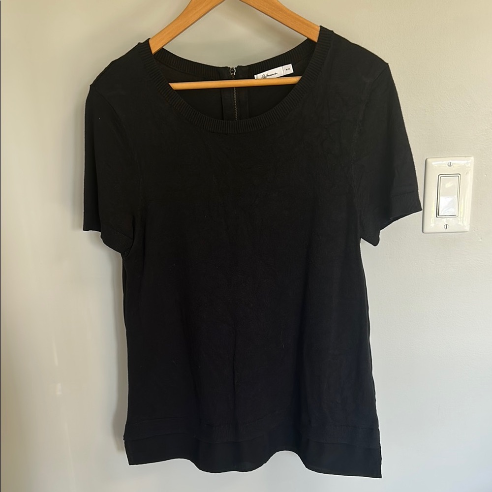 Reitmans Black Short Sleeve Crew Neck Knitted Tee
